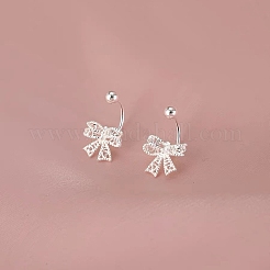 999 Fine Silver Bowknot Ear Plugs Gauges&nbsp;EJEW-P296-15S