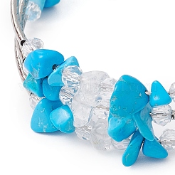 Synthetic Turquoise Chip & Glass & Brass Tube Beaded Bangles for Women&nbsp;BJEW-JB11265-02