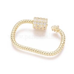 Brass Micro Pave Clear Cubic Zirconia Screw Carabiner Lock Charms&nbsp;ZIRC-L085-04G
