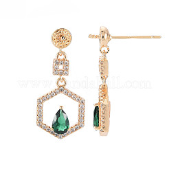 Brass Micro Pave Cubic Zirconia Stud Earring Findings&nbsp;KK-S364-045