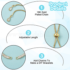 3Pcs Brass Pave Clear Cubic Zirconia Square Slider Bracelet Making&nbsp;BJEW-BBC0001-18