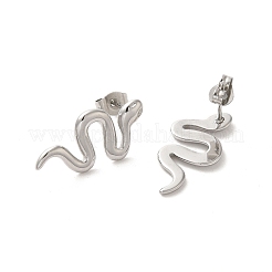 Non-Tarnish 304 Stainless Steel Snake Stud Earrings for Women&nbsp;EJEW-A035-01P