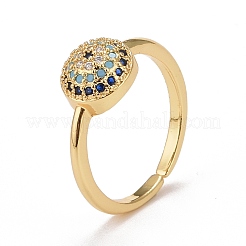 Colorful Cubic Zirconia Flat Round Open Cuff Ring&nbsp;RJEW-G251-02G