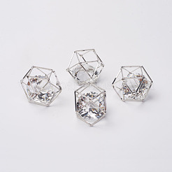 Brass Hollow Polygon Beads&nbsp;KK-M092-D-P