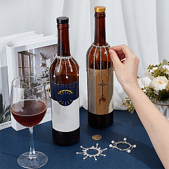 4Pcs Brass & Alloy Rhinestone Wine Bottle Decoration&nbsp;HJEW-OC00030