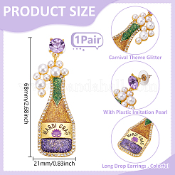 1 Pair Carnival Theme Glitter Zinc Alloy Champagne Winebottle Dangle Stud Earrings&nbsp;EJEW-UN0002-75