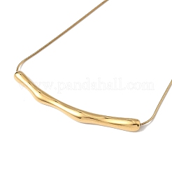 Ion Plating(IP) 304 Stainless Steel Round Snake Chain Textured Bar Pendant Necklaces for Women&nbsp;NJEW-K276-15G-1