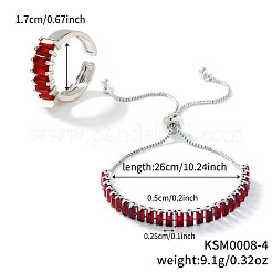 Elegant Fashion Rectangle Brass Rhinestone Slider Bracelets & Cuff Rings Sets&nbsp;LS-TK3165-1