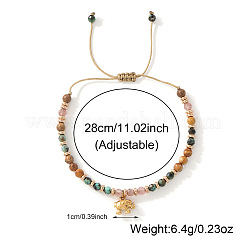Adjustable Natural Picture Jasper & African Turquoise(Jasper) & Strawberry Quartz Beads Braided Bead Bracelets&nbsp;SX3776