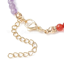 7 Chakra Natural Amethyst & Carnelian & Green Aventurine & Tiger Eye & Lapis Lazuli & Quartz Crystal & Synthetic Green Turquoise Round Beaded Bracelets&nbsp;BJEW-TA00632