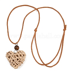 Boho Woven Rattan Pendant Long Necklaces&nbsp;WD-CBA76F6-01A
