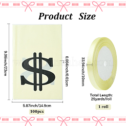 100Pcs OPP Cellophane Black Dollar Sign Packaging Bags&nbsp;ABAG-SP0001-44