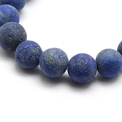Natural Frosted Lapis Lazuli Round Bead Strands&nbsp;G-M064-6mm-08
