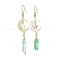 Moon & Star Brass Dangle Earrings&nbsp;EJEW-JE05460