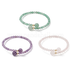 Natural Gemstone Beaded Cuff Bangles&nbsp;BJEW-JB13328