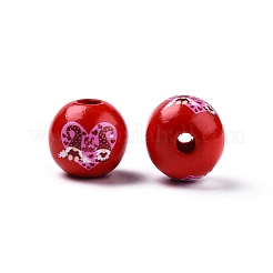 Valentine's Day Theme Printed Wooden Beads&nbsp;WOOD-D006-03