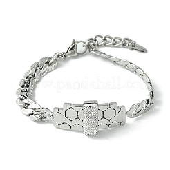 Cubic Zirconia Rectangle Link Bracelet with 304 Stainless Steel Chains&nbsp;BJEW-Q775-01P