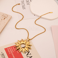 Vintage 304 Stainless Steel Sunflower Pendant Necklaces for Women&nbsp;KZ0138-2