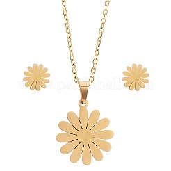 316 Surgical Stainless Steel Daisy Stud Earrings and Pendant Necklace&nbsp;JX377A