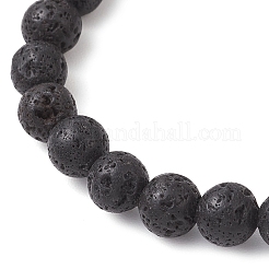 Natural Lava Rock and Shell Pearl Beaded Stretch Bracelets for Women&nbsp;BJEW-JB12155-02