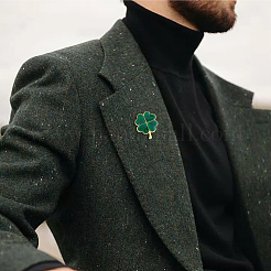 12Pcs Saint Patrick's Day Alloy Enamel Shamrock Brooch&nbsp;JEWB-FH0001-64B