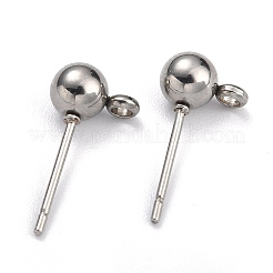 304 Stainless Steel Ball Post Stud Earring Findings&nbsp;STAS-Z035-01P-H