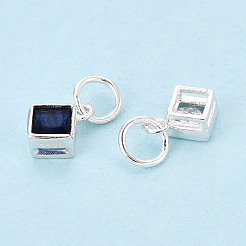 925 Sterling Silver Pave Cubic Zirconia Square Charms&nbsp;STER-T009-16S