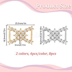 8Pcs 2 Colors Bowknot Alloy Rhinestone Bikini Connectors Buckles&nbsp;FIND-HY0005-42