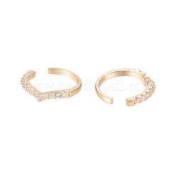 Brass Micro Pave Cubic Zirconia Cuff Earrings&nbsp;EJEW-G270-01G