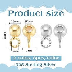 16Pcs 2 Colors 925 Sterling Silver Tube Bails&nbsp;STER-BC0003-75