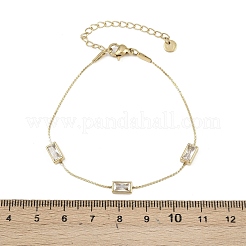 304 Stainless Steel Micro Pave Cubic Zirconia Link Chian Bracelets for Women&nbsp;BJEW-K291-04G