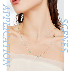 3m Natural Green Aventurine Chips & ABS Plastic Imitation Pearl Beaded Chains Necklace Making Kits&nbsp;CHC-TA0001-30A