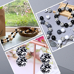 6 Styles Painted Natural Wood Beads&nbsp;WOOD-SP0001-10