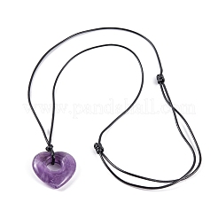 Natural Amethyst Pendant Necklaces&nbsp;NJEW-K268-01B