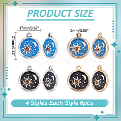 24Pcs 4 Colors Zinc Alloy Enamel Pendants&nbsp;ENAM-AR0001-95