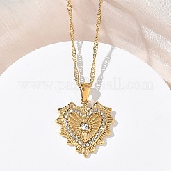 304 Stainless Steel Rhinestone Pendant Necklaces for Women&nbsp;NJEW-B150-01G-02