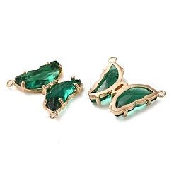 Brass Pave Faceted Glass Connector Charms&nbsp;FIND-Z020-03T