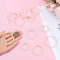 6 Pairs 3 Styles Plastic Imitation Pearl Beaded Hoop Earrings&nbsp;EJEW-SP0001-20G