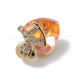 Real 18K Gold Plated Rack Plating Brass Micro Pave Clear Cubic Zirconia Pendants&nbsp;KK-C015-09G