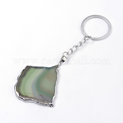 Platinum Plated Natural Agate Keychain&nbsp;KEYC-S252-07
