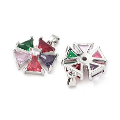 Brass Micro Pave Cubic Zirconia Pendants&nbsp;KK-S532-10P-A