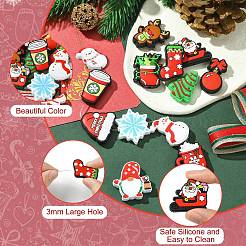 15Pcs 15 Styles Christmas Theme Silicone Focal Beads&nbsp;SIL-CJ0001-70