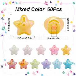 60Pcs UV Plating Iridescent Acrylic Beads&nbsp;MACR-SC0001-52