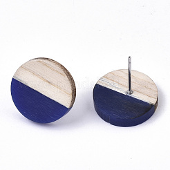 Resin & Wood Stud Earrings&nbsp;EJEW-N017-003A-C01