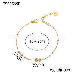 304 Stainless Steel Pave Clear Cubic Zirconia Link Bracelets&nbsp;STAS-OY012-33G