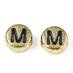 Plated Acrylic Horizontal Hole Letter Beads&nbsp;PACR-Q099-M03-G