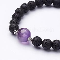 Natural Lava Rock Beaded Stretch Bracelets&nbsp;BJEW-JB02618