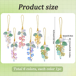 6Pcs 6 Colors Glass & Acrylic Mobile Straps&nbsp;HJEW-SC0002-90