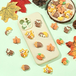30Pcs 6 Styles Autumn Theme Opaque Resin Cabochons&nbsp;CRES-YW0002-81