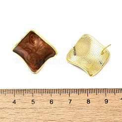 Brass Enamel Stud Earrings&nbsp;EJEW-B120-01G-02